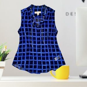 Michael Kors Sheer Sleeveless Blouse with Chain Accessory